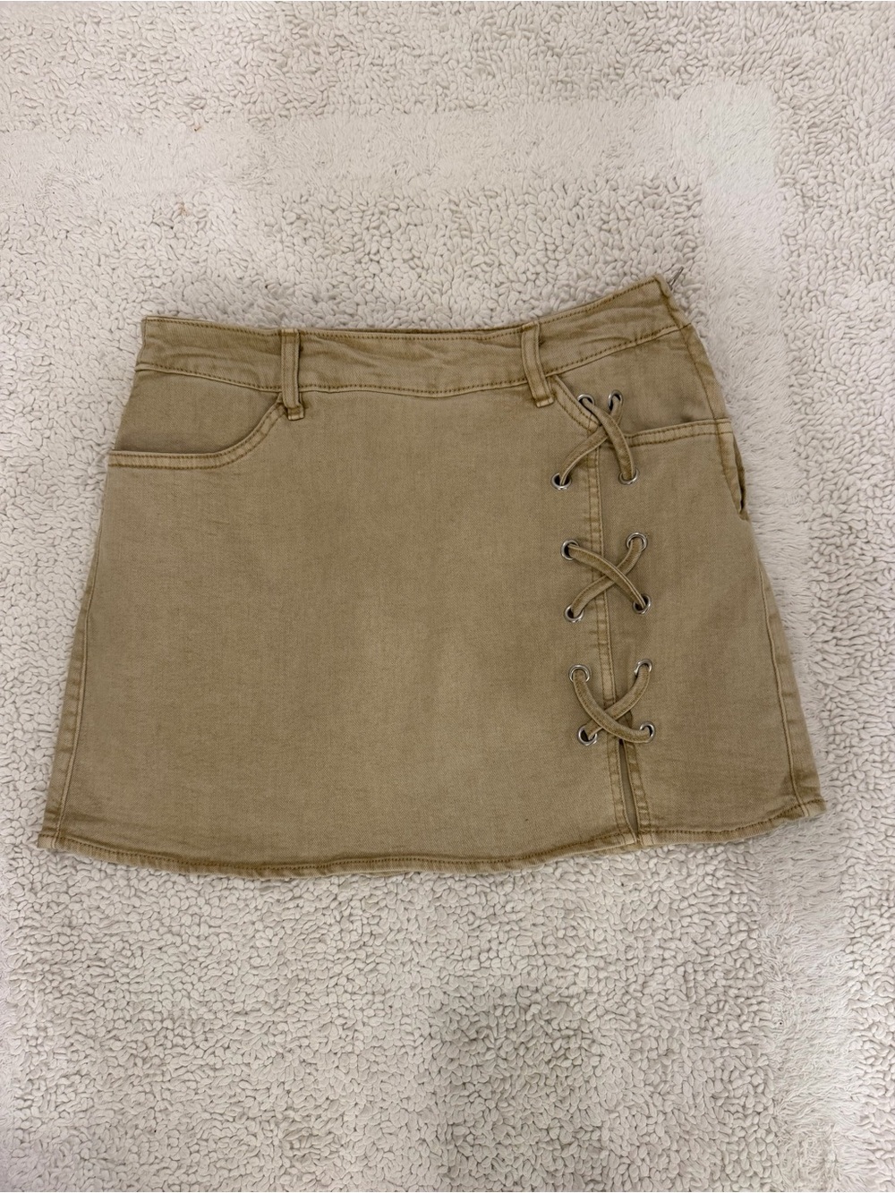 Love Tree Tan Lace-Up Mini Skirt